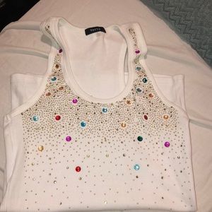 White with colorful bling tank top